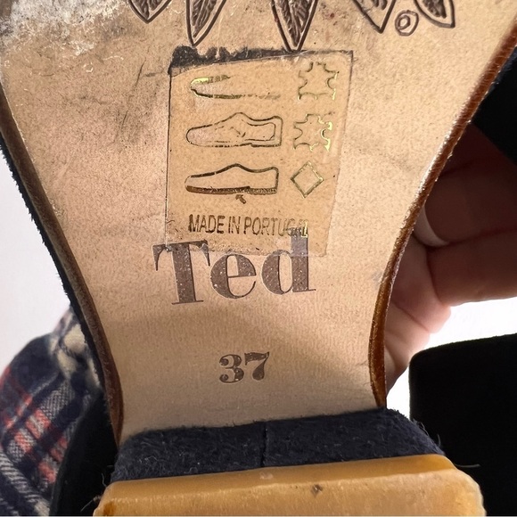 Ted & Muffy suede heels ankle strap blue size 37 - Picture 8 of 9